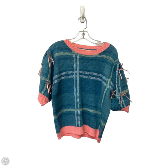 Sweater Short Sleeve By Clothes Mentor In Plaid Pattern, Size: L