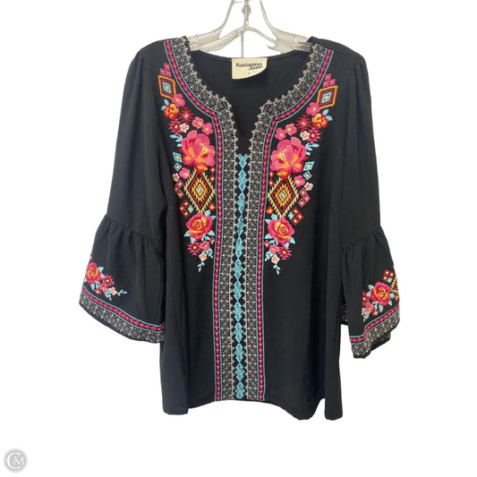 Top Long Sleeve By Savanna Jane In Black, Size: L