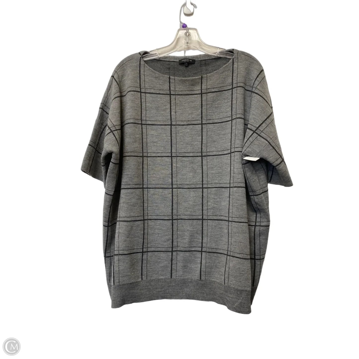 Top Short Sleeve Designer By Lafayette 148 In Grey, Size: L