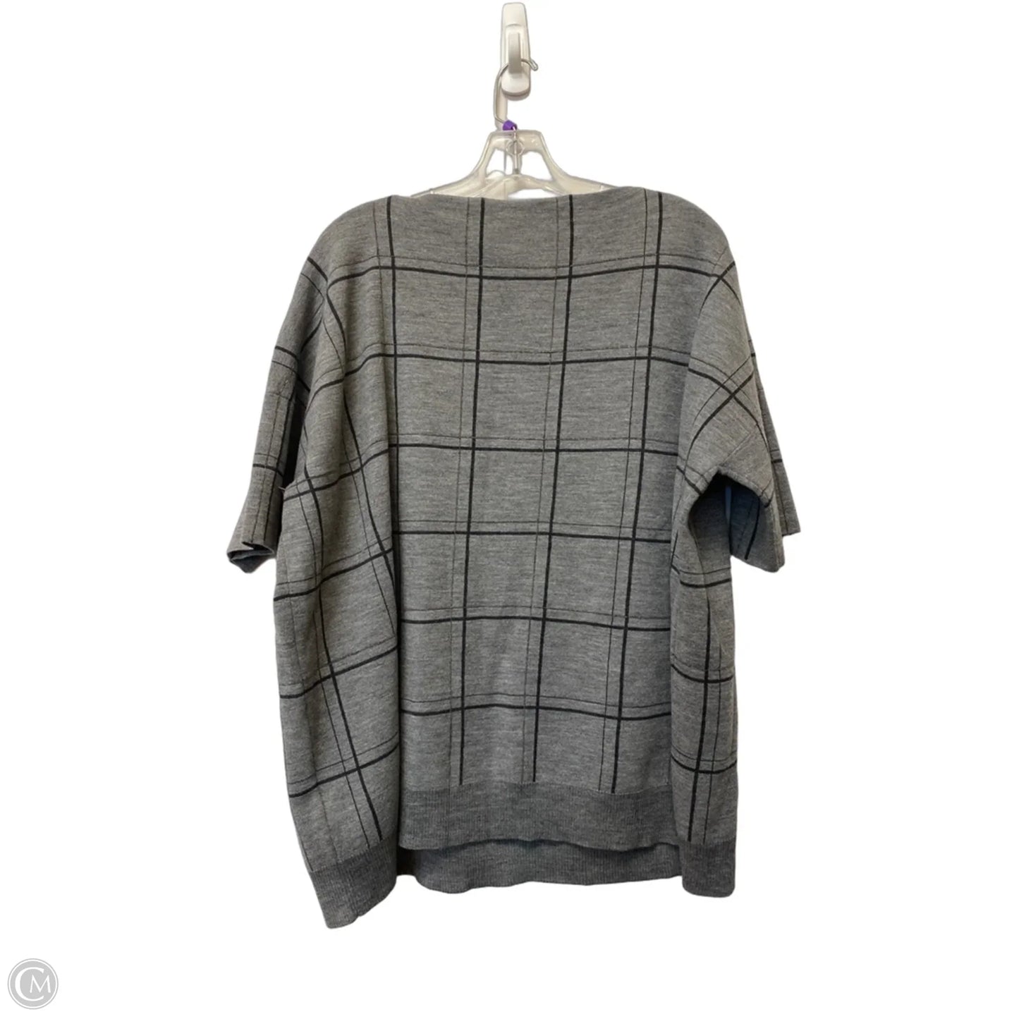 Top Short Sleeve Designer By Lafayette 148 In Grey, Size: L