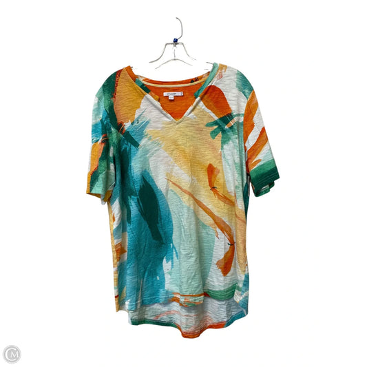 Top Short Sleeve By Chicos In Multi-colored, Size: Xl