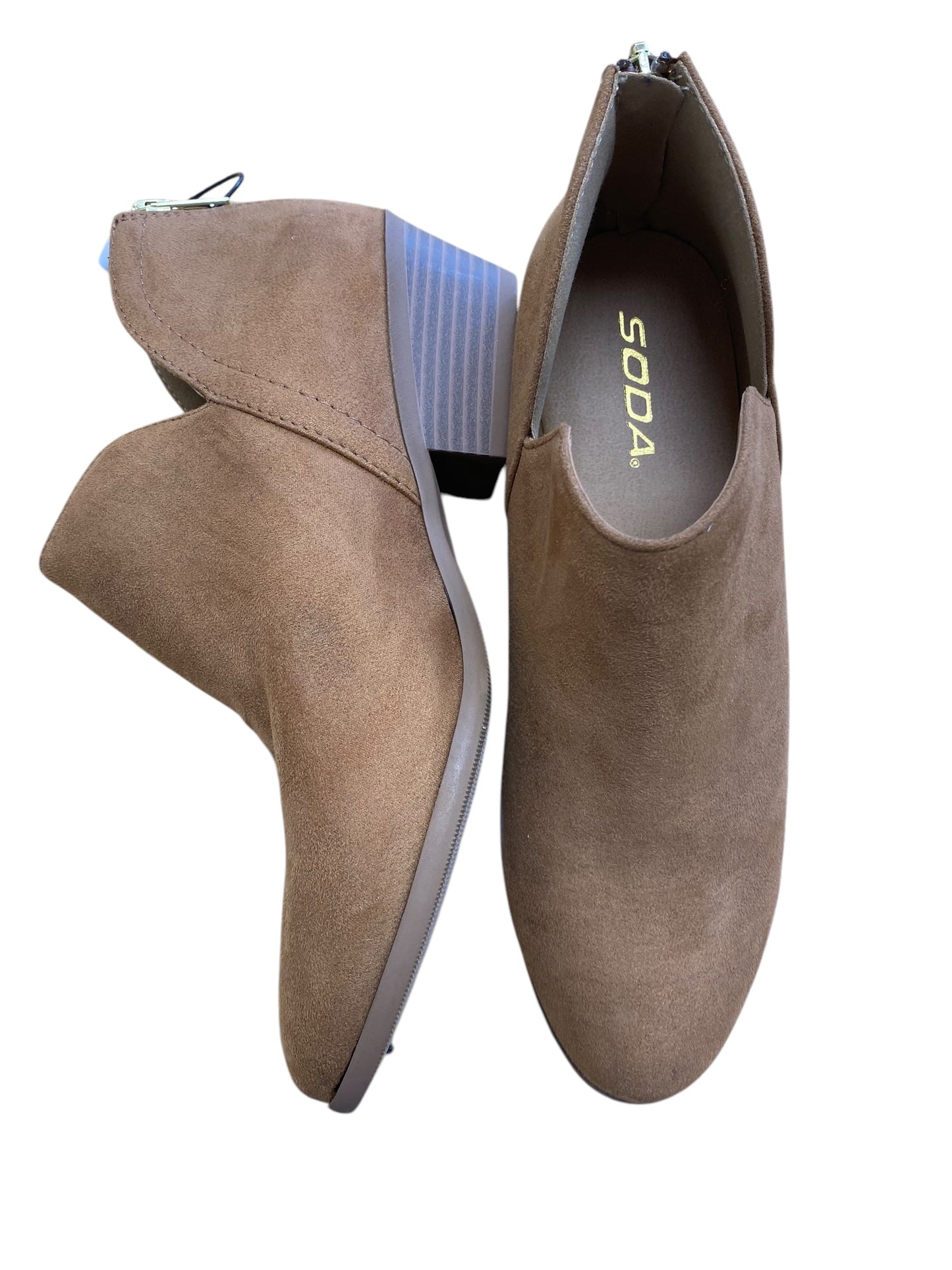 Boots Ankle Heels By Soda In Tan, Size: 6