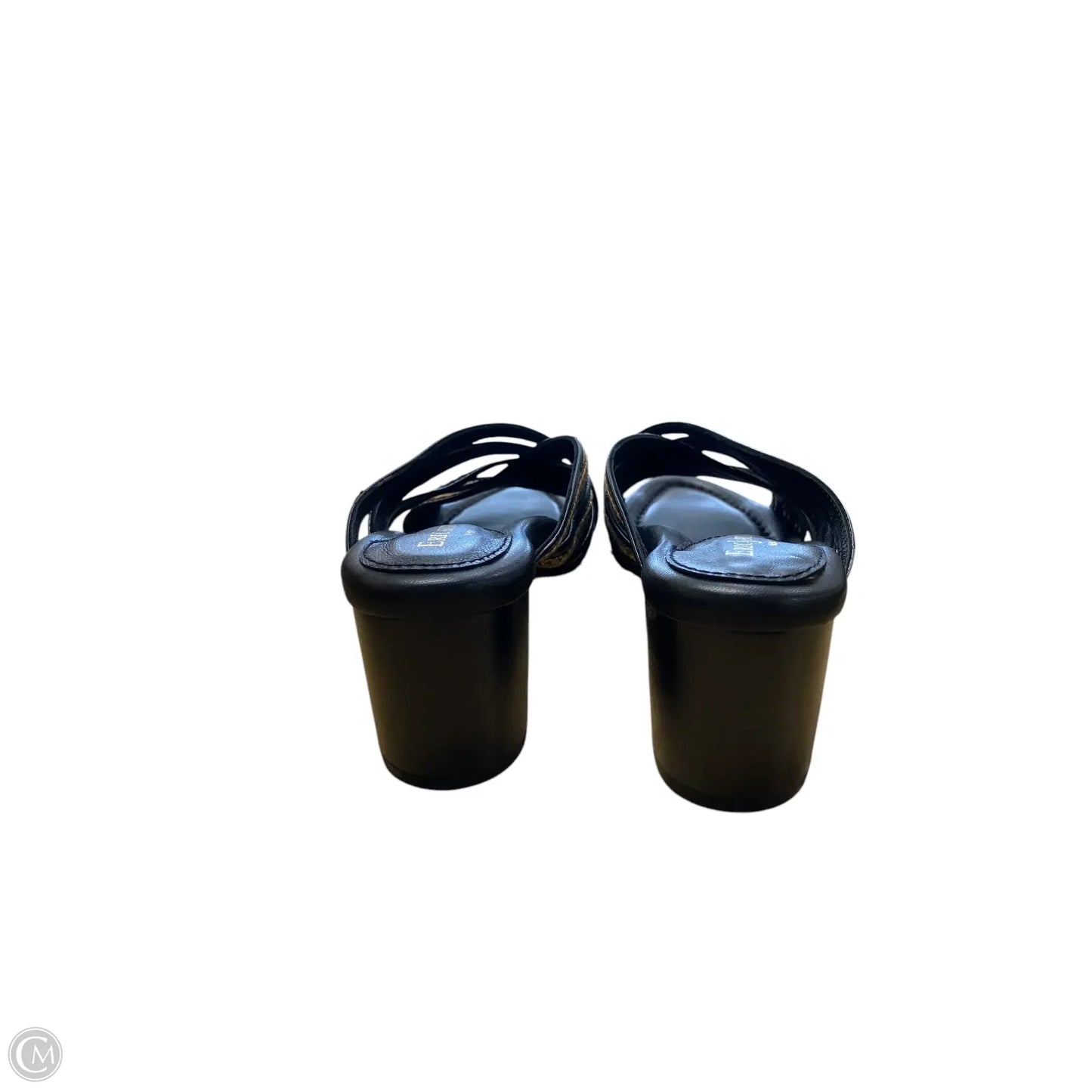 Sandals Heels Block By Eric Javitz In Black & Gold, Size: 7