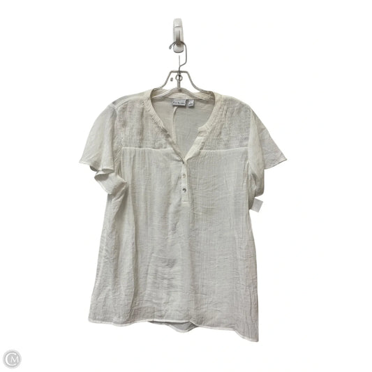 Top Short Sleeve By Kim Rogers In White, Size: L