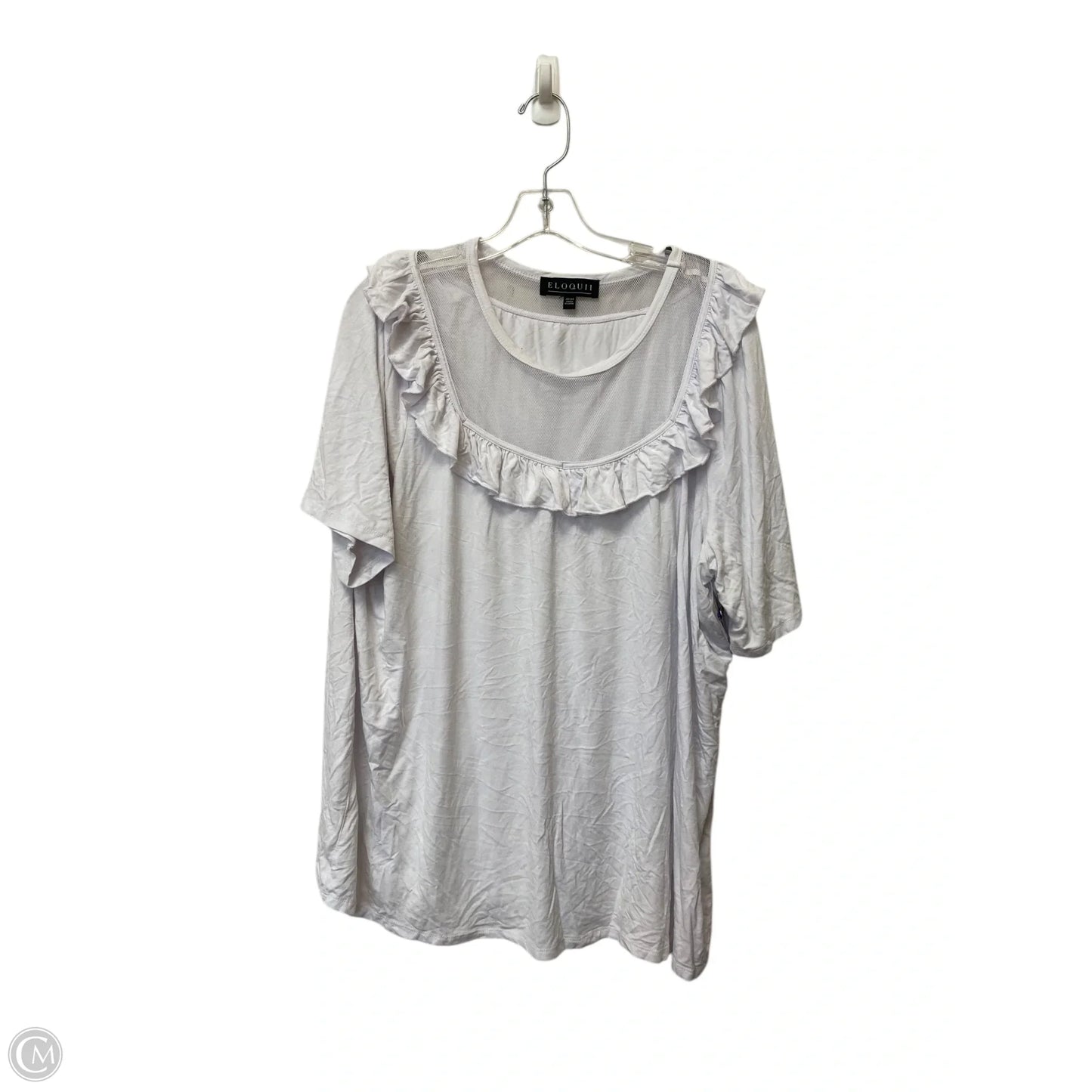 Top Short Sleeve By Eloquii In White, Size: 22