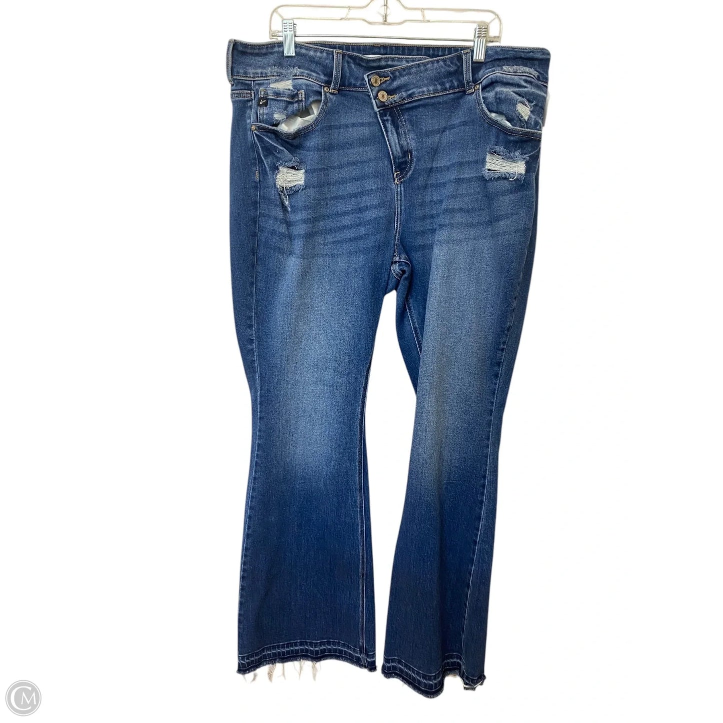 Jeans Flared By Kancan In Blue Denim, Size: 20