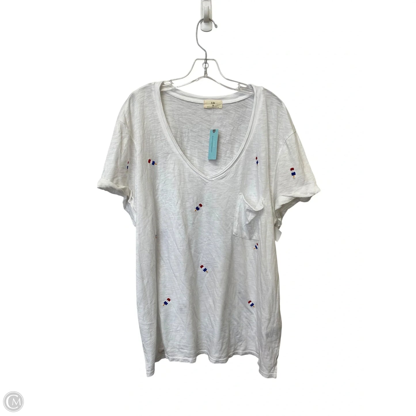 Top Short Sleeve Basic By T.la In White, Size: 1x