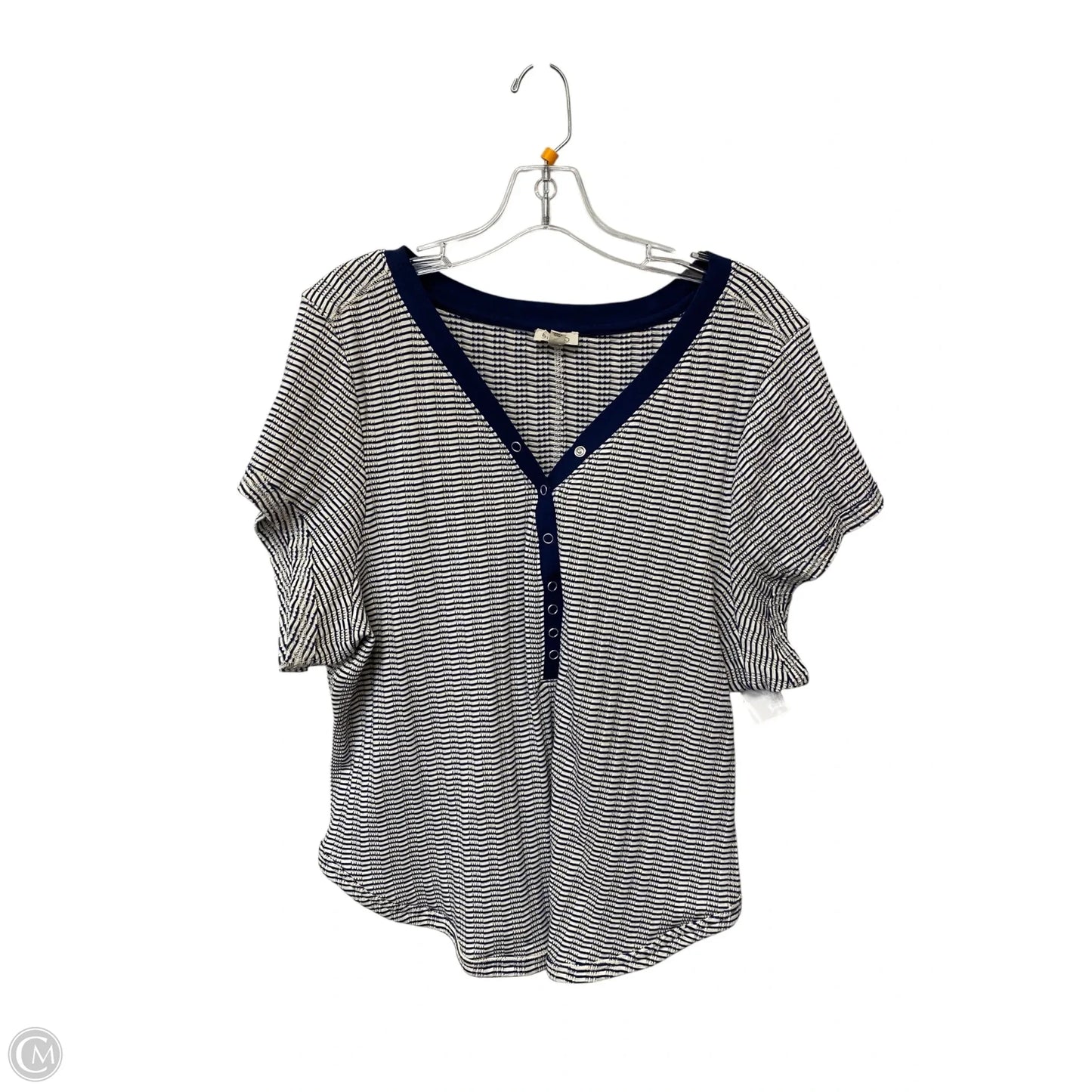 Top Short Sleeve By Pilcro In Blue & Cream, Size: 3x