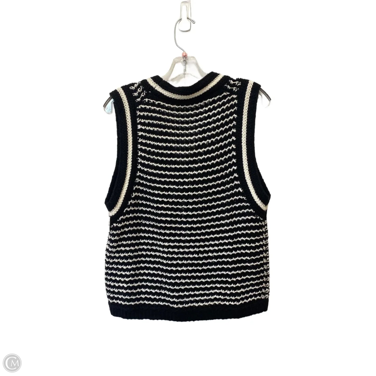 Vest Sweater By Loft In Black & White, Size: Mp