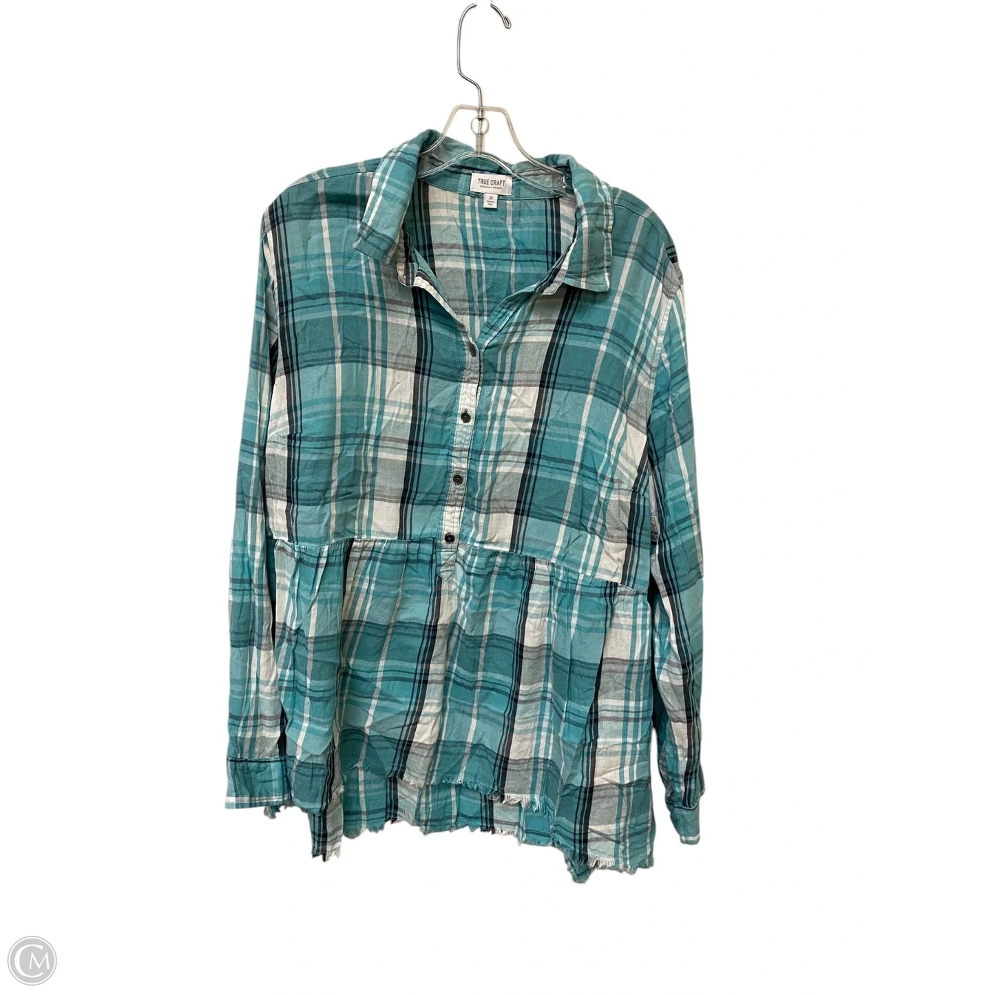 Top Long Sleeve By True Craft In Plaid Pattern, Size: 2x