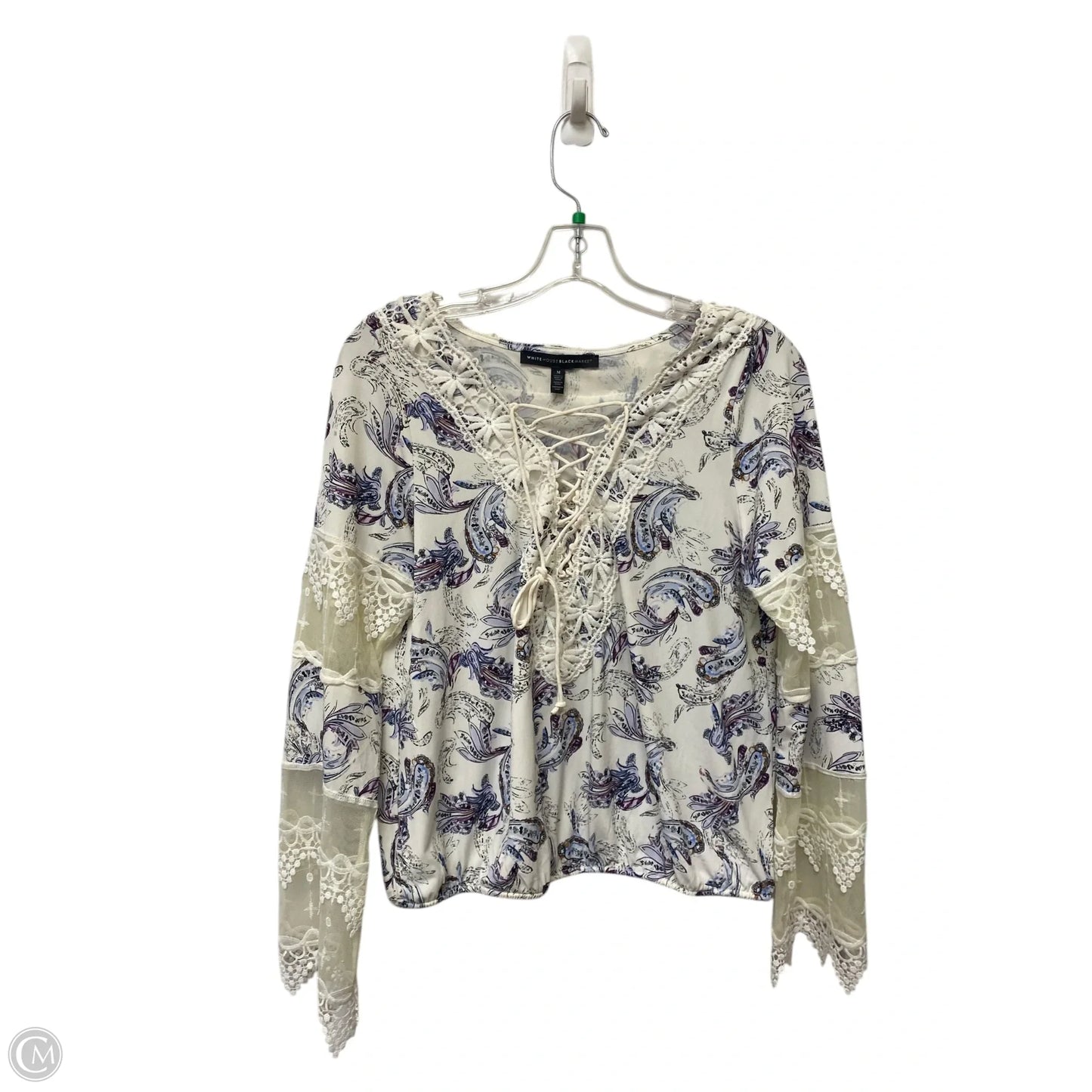 Top Long Sleeve By White House Black Market In Floral Print, Size: M