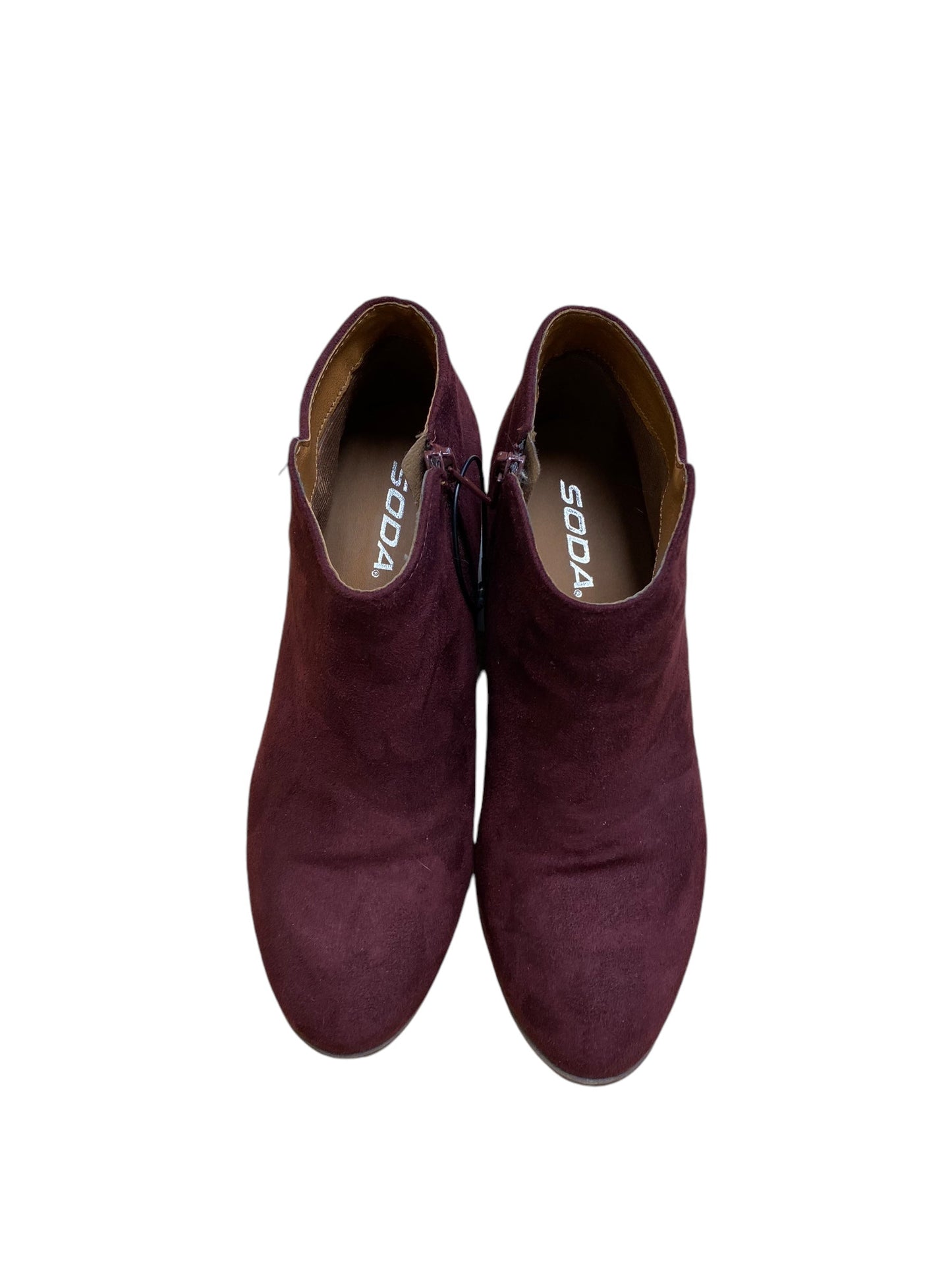 Boots Ankle Heels By Soda In Brown & Purple, Size: 7