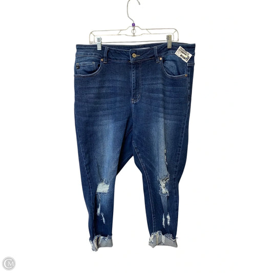 Jeans Cropped By Kancan In Blue Denim, Size: 18