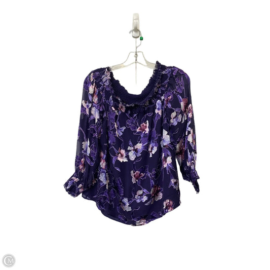 Top Long Sleeve By White House Black Market In Purple, Size: S
