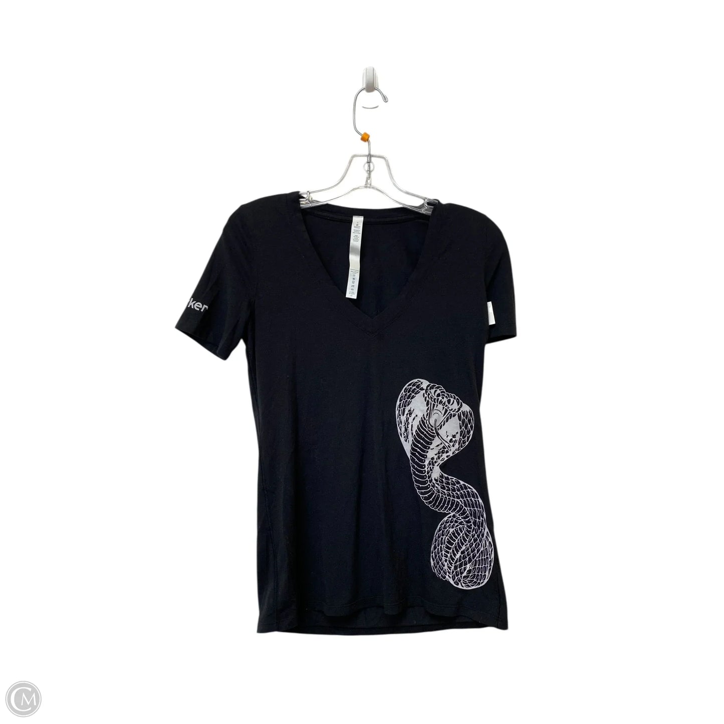 Athletic Top Short Sleeve By Lululemon In Black, Size: 2