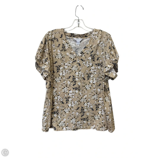 Top Short Sleeve Basic By Liz Claiborne In Floral Print, Size: Xxl