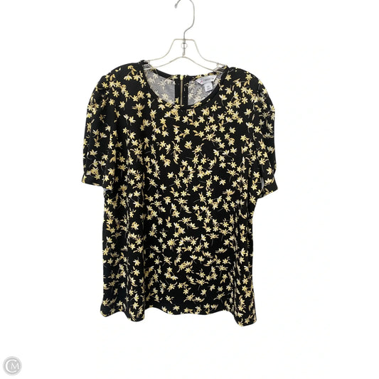 Top Short Sleeve By Liz Claiborne In Floral Print, Size: Xxl