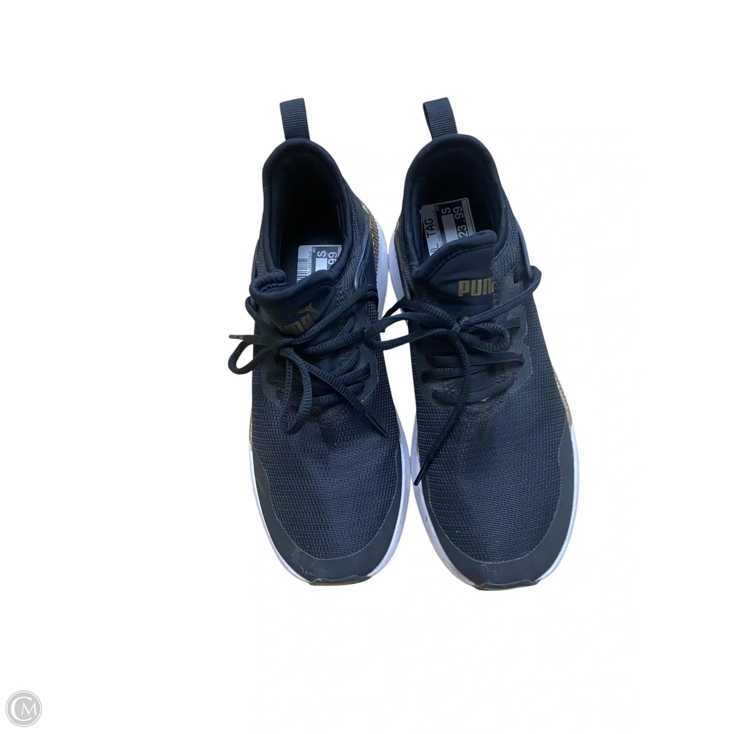 Shoes Athletic By Puma In Black & Gold, Size: 6.5