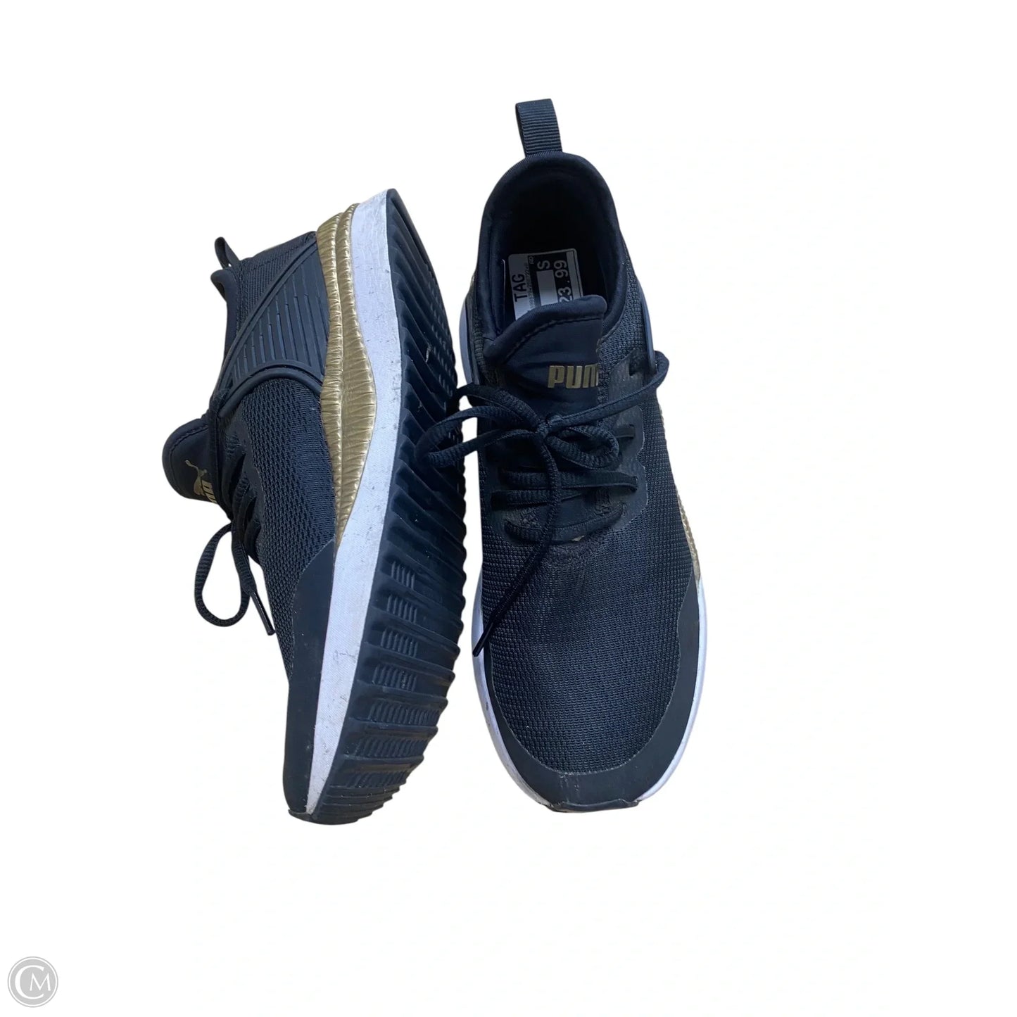 Shoes Athletic By Puma In Black & Gold, Size: 6.5
