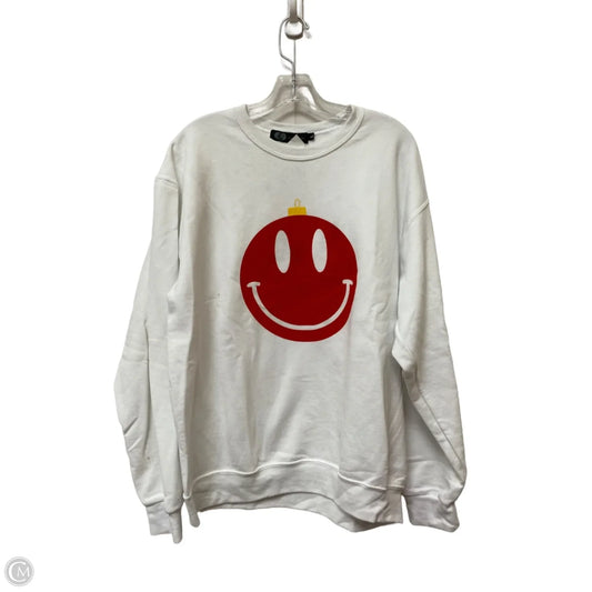 Sweatshirt Crewneck By Clothes Mentor In White, Size: L