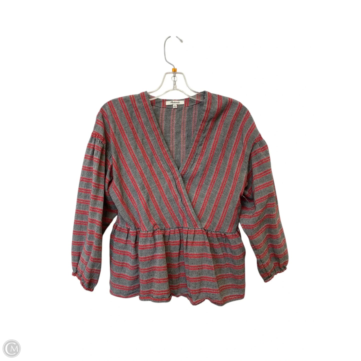 Top Long Sleeve By Madewell In Striped Pattern, Size: M