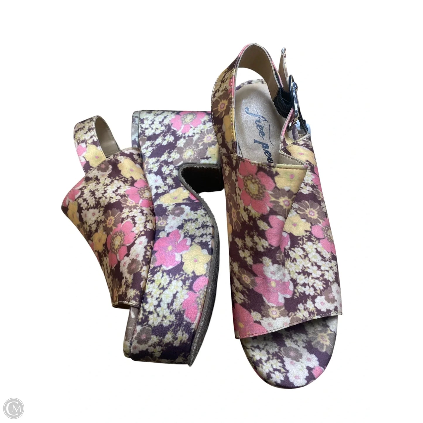 Sandals Heels Platform By Free People In Floral Print, Size: 8