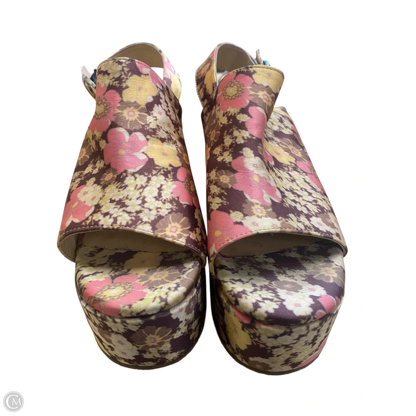 Sandals Heels Platform By Free People In Floral Print, Size: 8