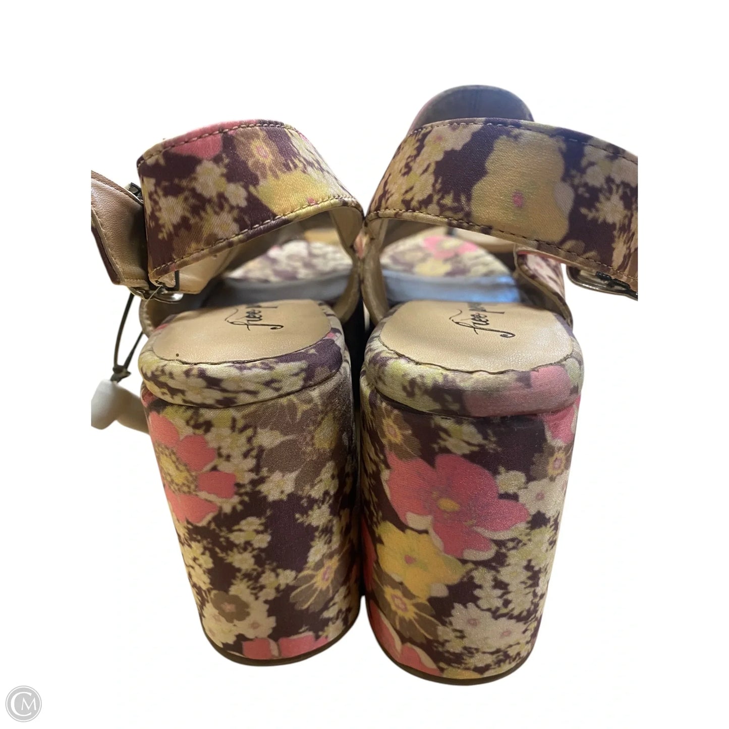 Sandals Heels Platform By Free People In Floral Print, Size: 8