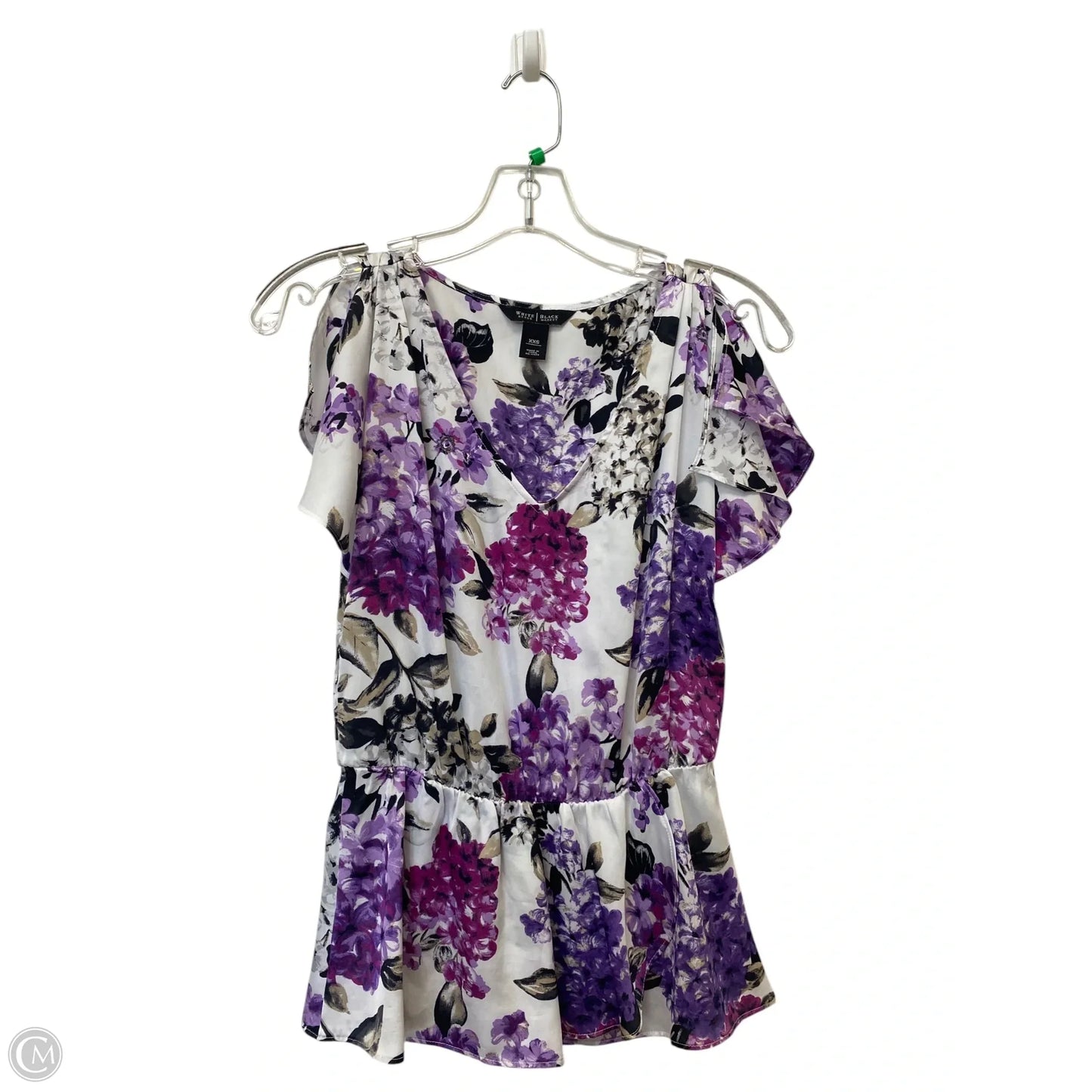 Top Short Sleeve By White House Black Market In Floral Print, Size: Xxs