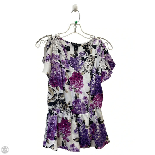 Top Short Sleeve By White House Black Market In Floral Print, Size: Xxs