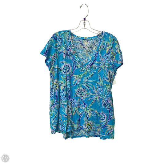 Top Short Sleeve Designer By Lilly Pulitzer In Blue, Size: Xl