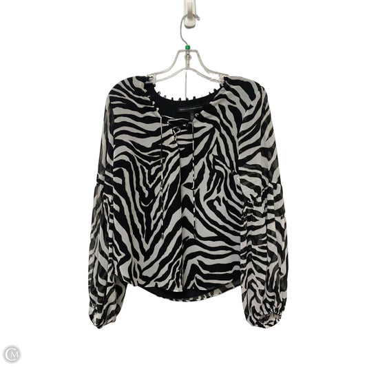 Top Long Sleeve Basic By White House Black Market In Zebra Print, Size: S