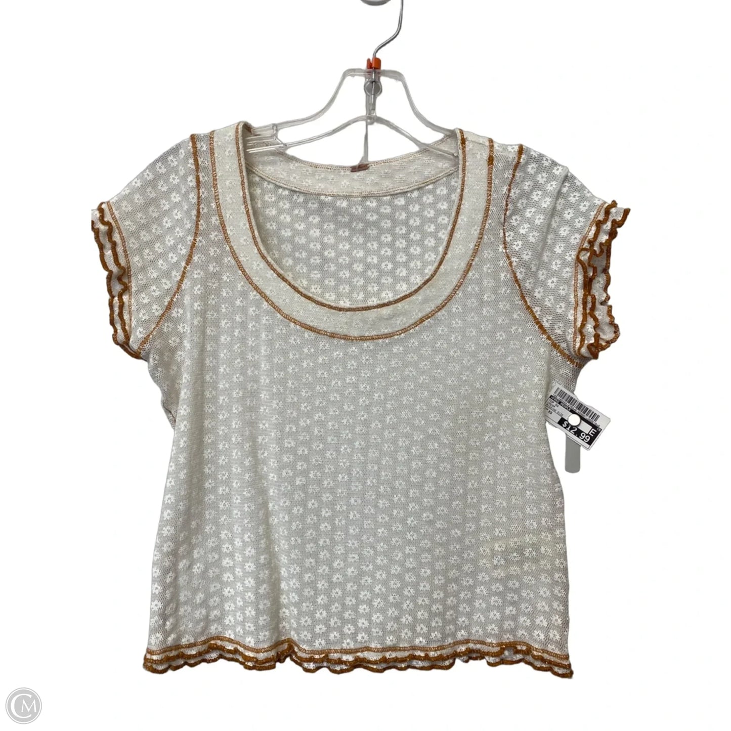 Top Short Sleeve By Free People In Cream, Size: Xs