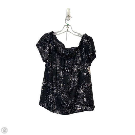 Top Short Sleeve By White House Black Market In Black & White, Size: L