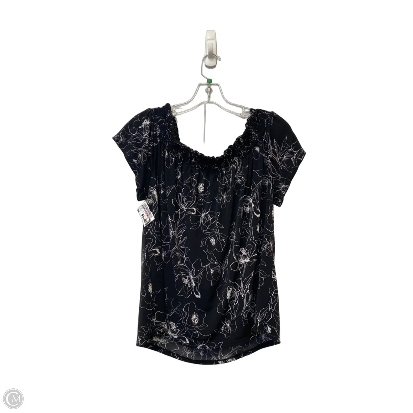 Top Short Sleeve By White House Black Market In Black & White, Size: L