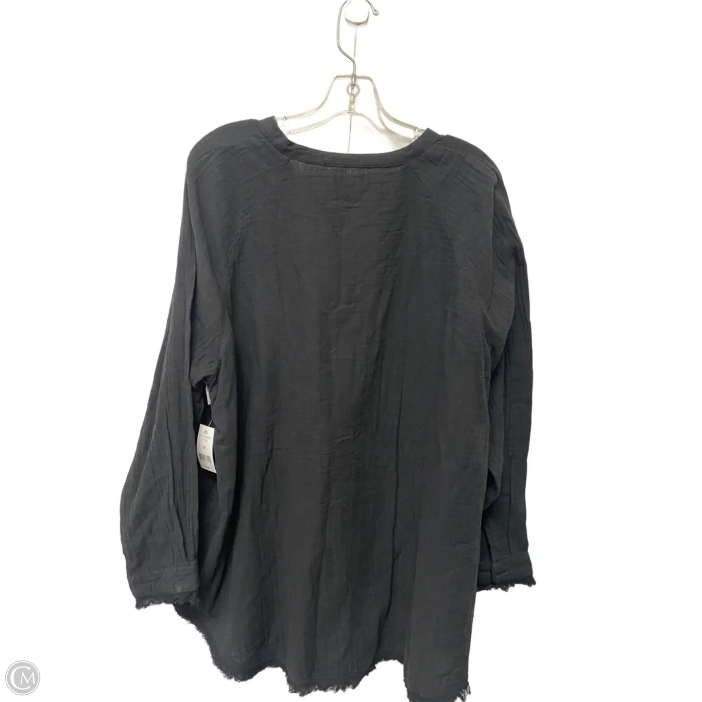 Top Long Sleeve Basic By Dip In Black, Size: 1x