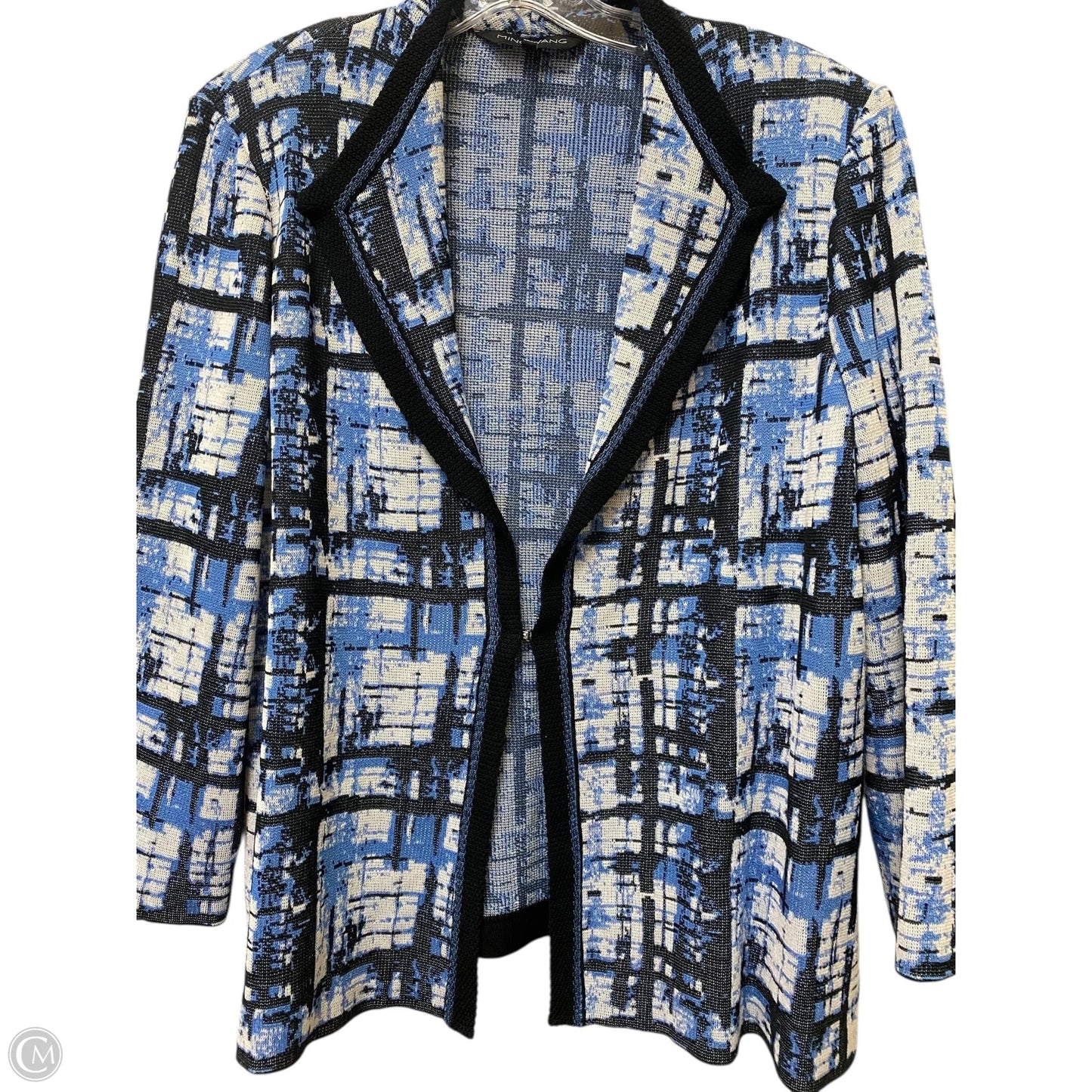 Cardigan By Ming Wang In Blue & White, Size: L