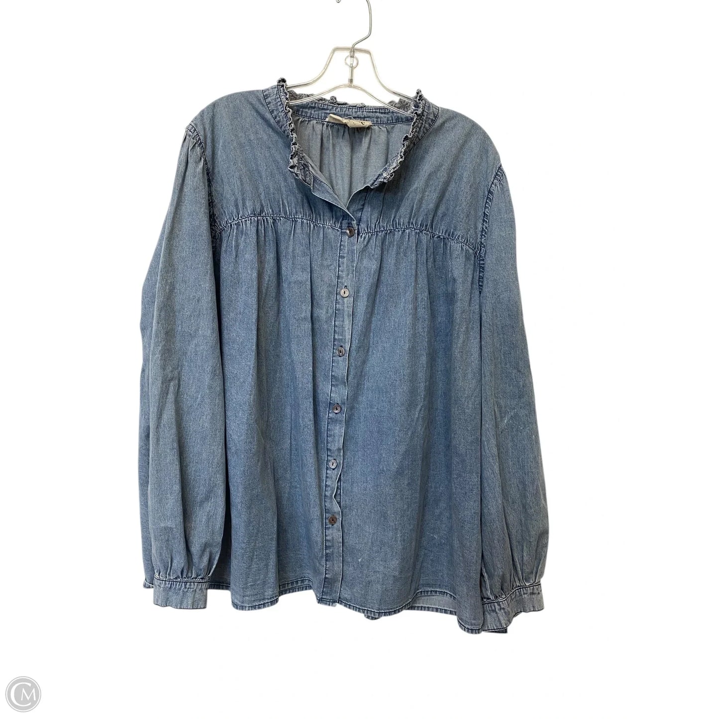Top Long Sleeve By Savanna Jane In Blue, Size: 2x
