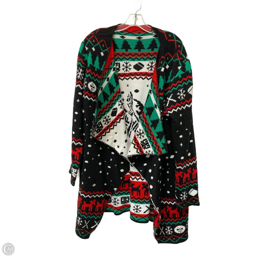 Cardigan By Clothes Mentor In Black & Red, Size: 2x