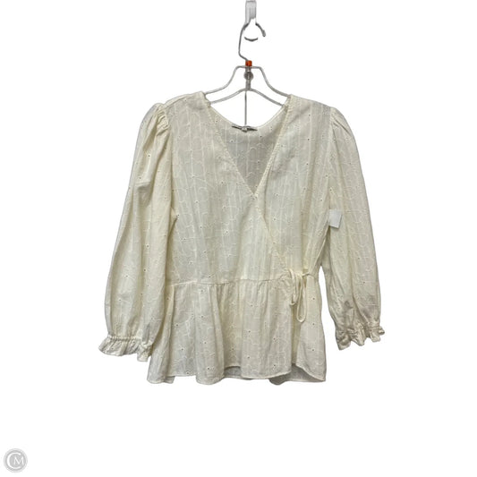 Top Long Sleeve By Madewell In White, Size: S