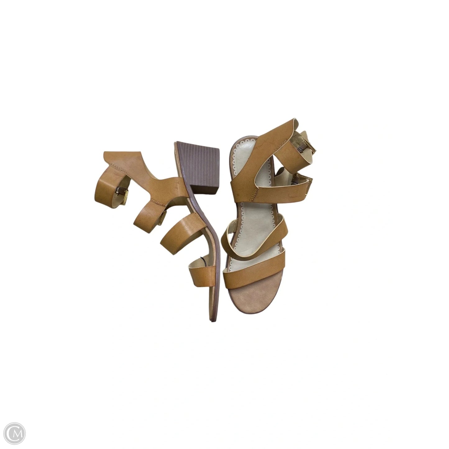 Sandals Heels Block By Clothes Mentor In Tan, Size: 10