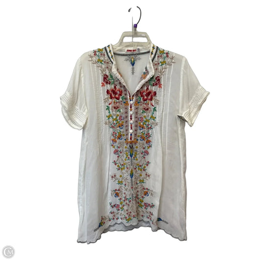 Top Short Sleeve By Johnny Was In White, Size: M