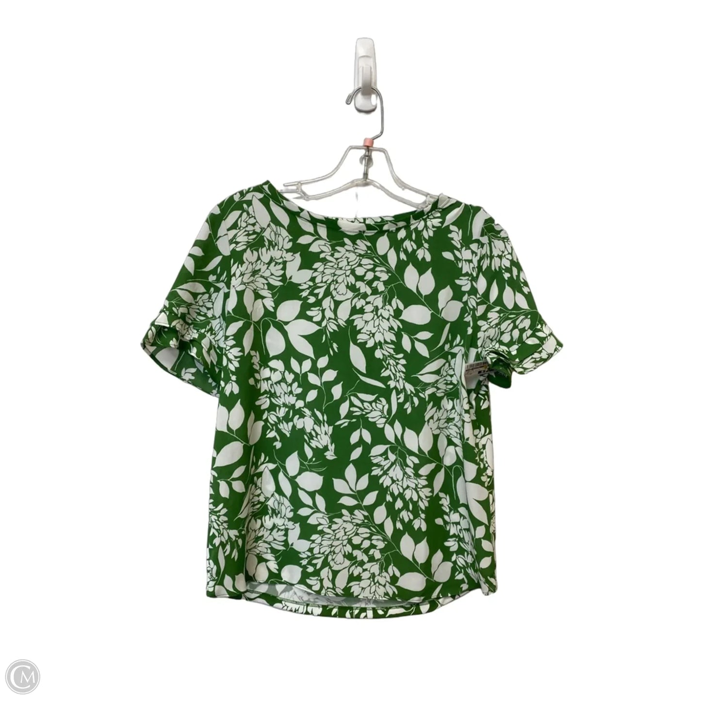 Top Short Sleeve By Ann Taylor In Green & White, Size: Sp