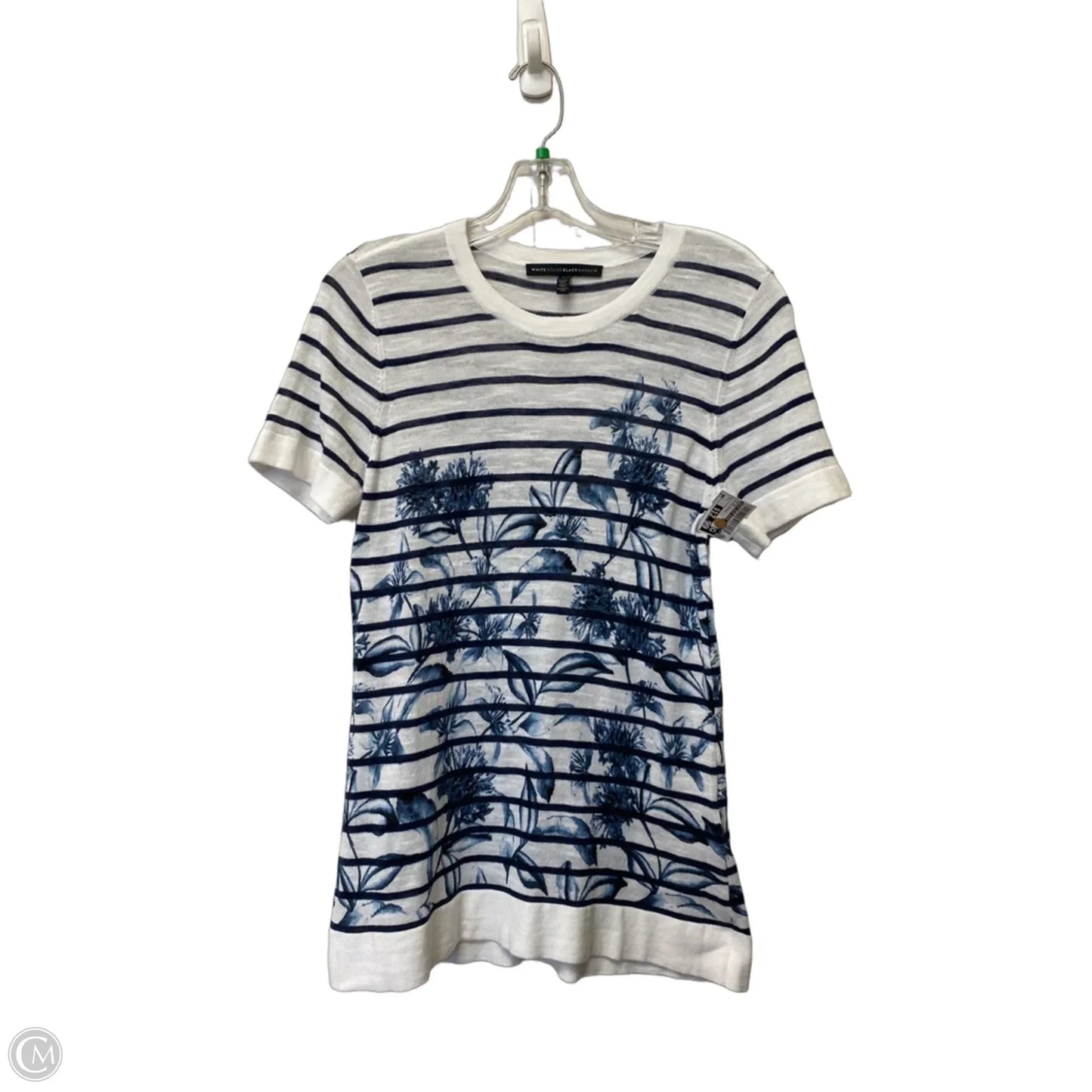 Top Short Sleeve By White House Black Market In Striped Pattern, Size: L