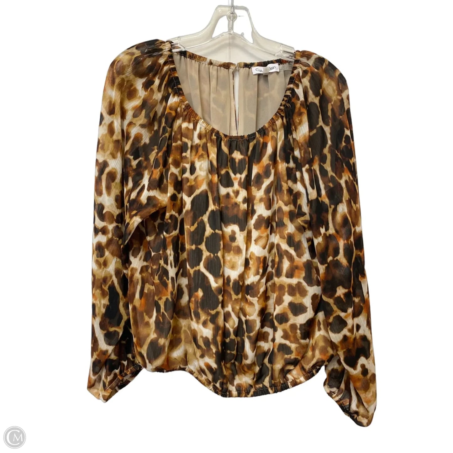 Top Long Sleeve By Calvin Klein In Animal Print, Size: M
