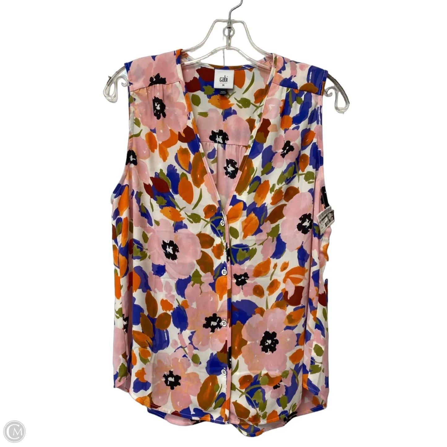 Top Sleeveless By Cabi In Floral Print, Size: M