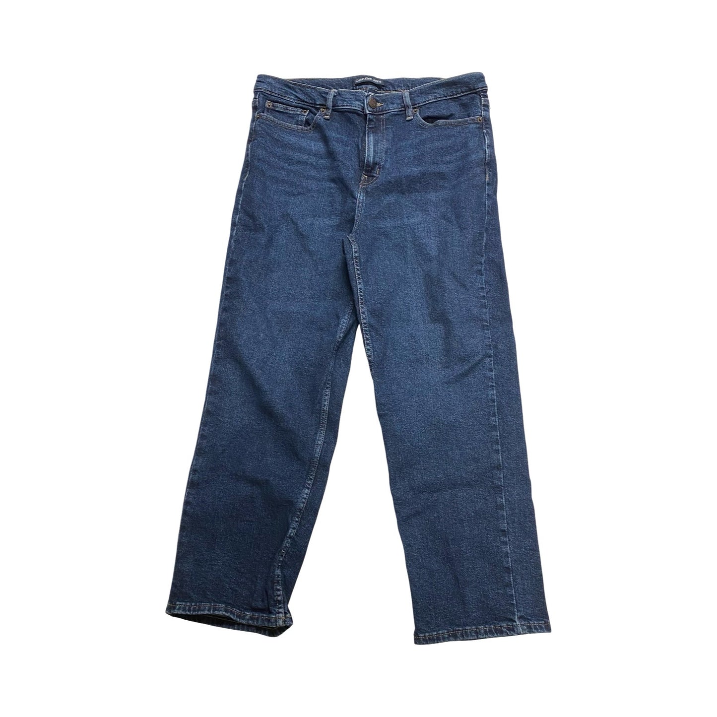 Jeans Straight By Calvin Klein In Blue Denim, Size:12