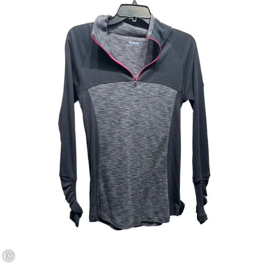 Athletic Top Long Sleeve Collar By Columbia In Black & Pink, Size: S