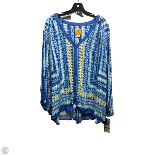 Top Long Sleeve By Ruby Rd In Blue & Yellow, Size: 3x