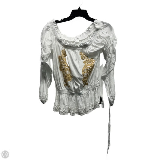 Top Long Sleeve By Venus In White, Size: S